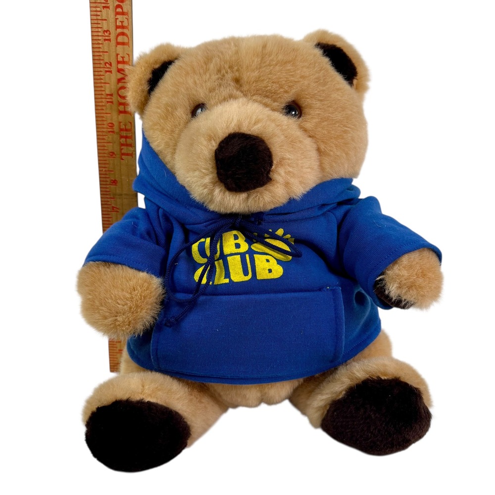 Commonwealth Toy & Novelty Cubs Club Teddy Bear Blue Hoodie‎ Plush Tan 8 inch